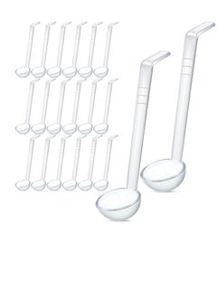 Excefore 20 Pcs 1 oz Plastic Small Ladles with 7 Inches Long Acrylic Handle, Mini Ladle for Serving Salsa Sauce, Dressing Punch Bowl, Sauces and Toppings, Transparent  - Image 1