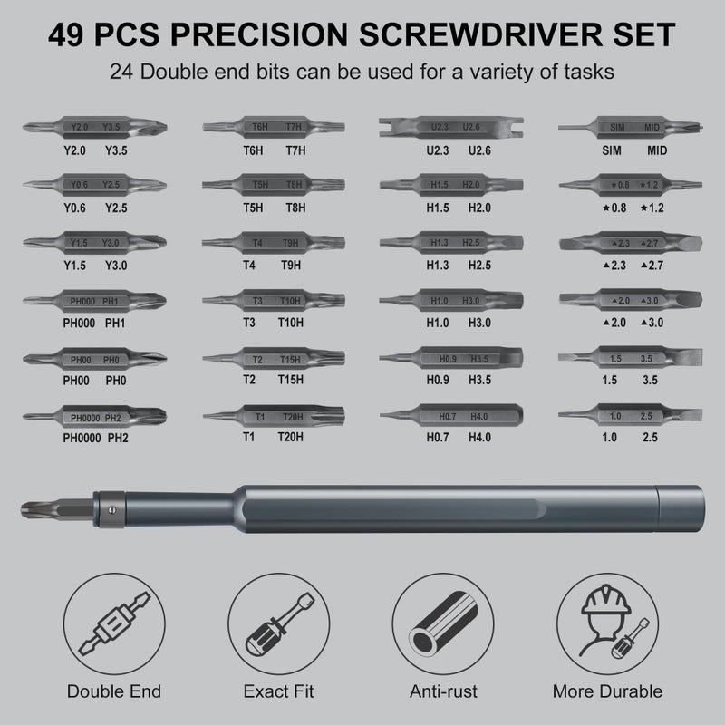 Sharden Precision Screwdriver Set 49 in 1 SHARDEN Small Screwdriver Set Magnetic Repair Tool Kit for Laptop, iPhone, Cell Phone, PC, MacBook, Tablet, Computer, PS5, PS4, Electronic, Glasses, Watch - Image 2