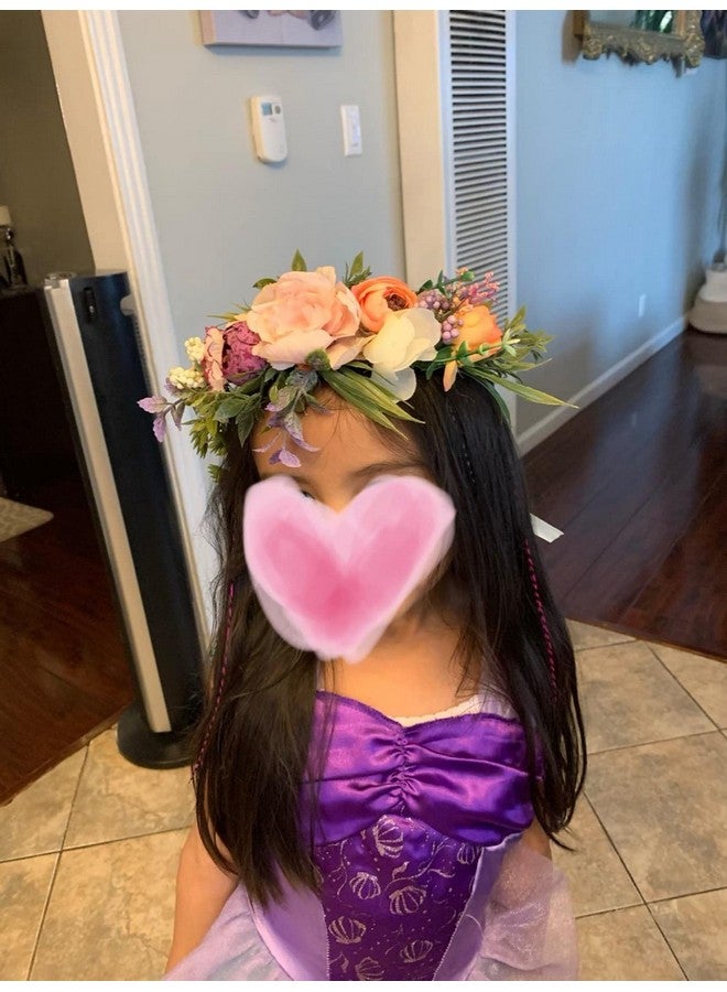 LLinfflr Women Floral Crown Boho Flower Headband Hair Wreath Floral Halo Headpiece With Ribbon Wedding Party Festival Photos - Image 5