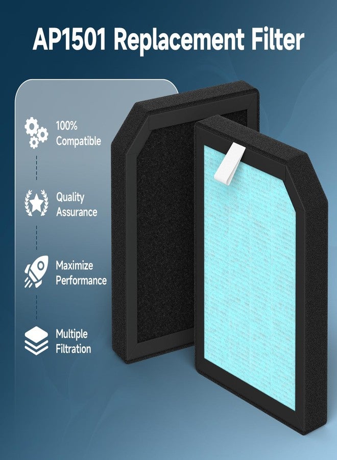 FMDZFL 4 Pack AP1501 Replacement Filter Compatible with Aircillin AP1501 Air Purifier, 3-in-1 H13 True HEPA Air Filters for Dust Smoke Pollen - Image 4