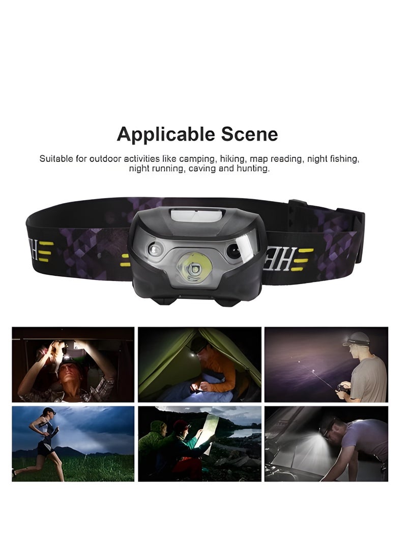 Vergali LED Head Torch Head lamp, Motion Sensor Control, 120 Lumen Bright 15 Hours Runtime 1200mAh Battery USB Rechargeable Waterproof Headlight Flashlight, Camping Hiking Fishing Work  - Image 2