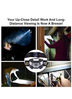 Vergali LED Head Torch Head lamp, Motion Sensor Control, 120 Lumen Bright 15 Hours Runtime 1200mAh Battery USB Rechargeable Waterproof Headlight Flashlight, Camping Hiking Fishing Work  - Image 3