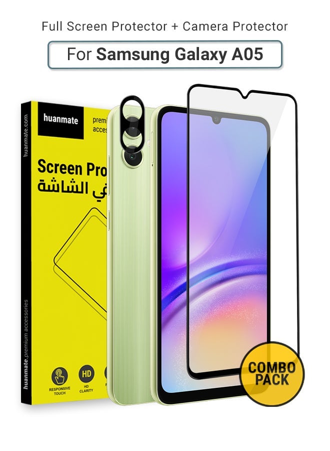 huanmate 2 in 1 Samsung Galaxy A05 Screen & Camera Protector - High Transparency Full Coverage Shield for Scratch & Impact Protection - Screen & Camera Protector for Samsung Galaxy A05 - Image 1