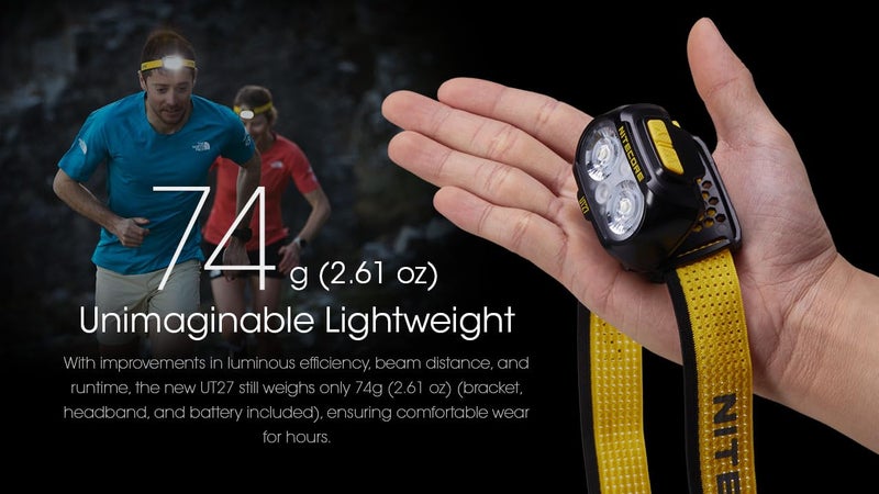 NITECORE Nitecore UT27 Pro 800 Lumen Running Headlamp, Black, USB-C Rechargeable, Lightweight Perfect for Ultra-Trail, Hiking with White Light, Warm Light, and Red Light Sticker  - Image 5