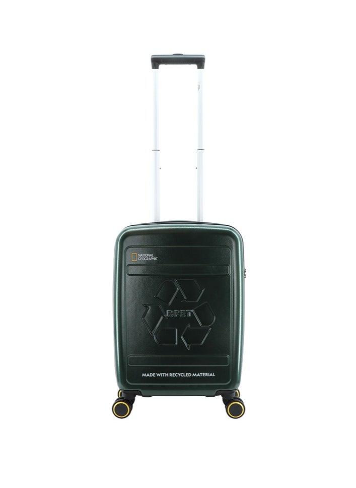 NATIONAL GEOGRAPHIC - National Geographic RPET Balance Carry-On Small Cabin Hardshell Business Suitcase, Durable Lightweight  TSA Combination Lock Travel Luggage, 4 Quite Spinner Wheel Trolley Bag (20 Inch) Green. - Image 1