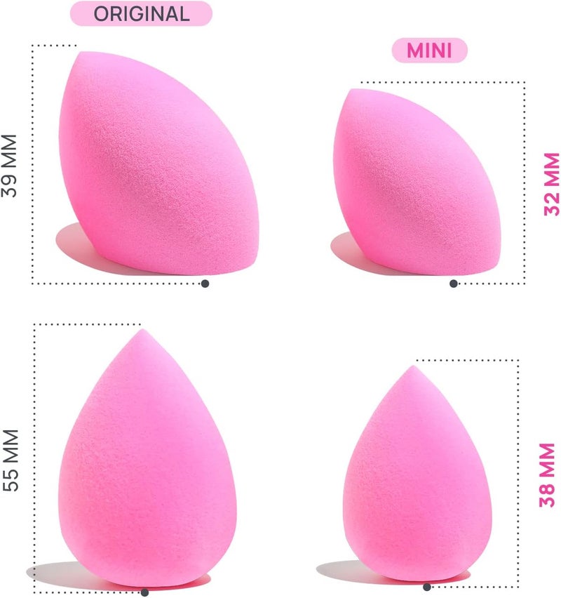 AOA STUDIO Collection MiNi Makeup Sponge Set Blender Latex Free and High-definition of 6 For Powder Cream Liquid, Super Soft Wonder Beauty Cosmetic 3 Tear Drop + Beveled Shape (Pink) - Image 4