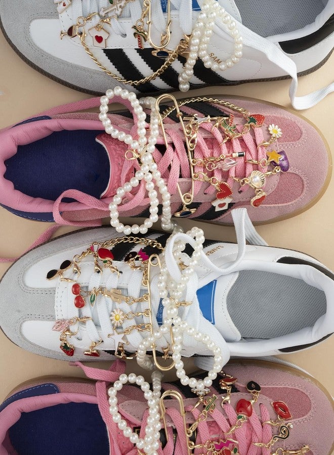 Deinduser 339 Pcs Shoe Charms for Sneakers, Junk Socks Charms Kit for Women, Bling Junk Sneaker Charm Set, Gold Shoelace Charm with Pearl Bows and Letters, Metal, No Gemstone - Image 3