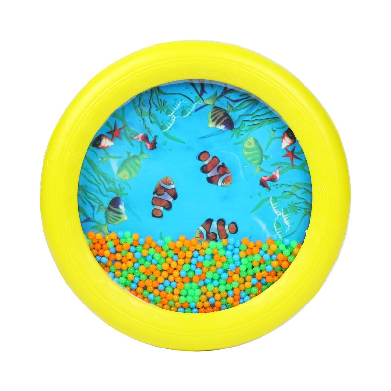 Musfunny Ocean Drum Wave Bead Drums Gentle Sea Sound Music Gift Musical Educational Sea Sound Drum Tool for Kid Child Baby Yellow - Image 2