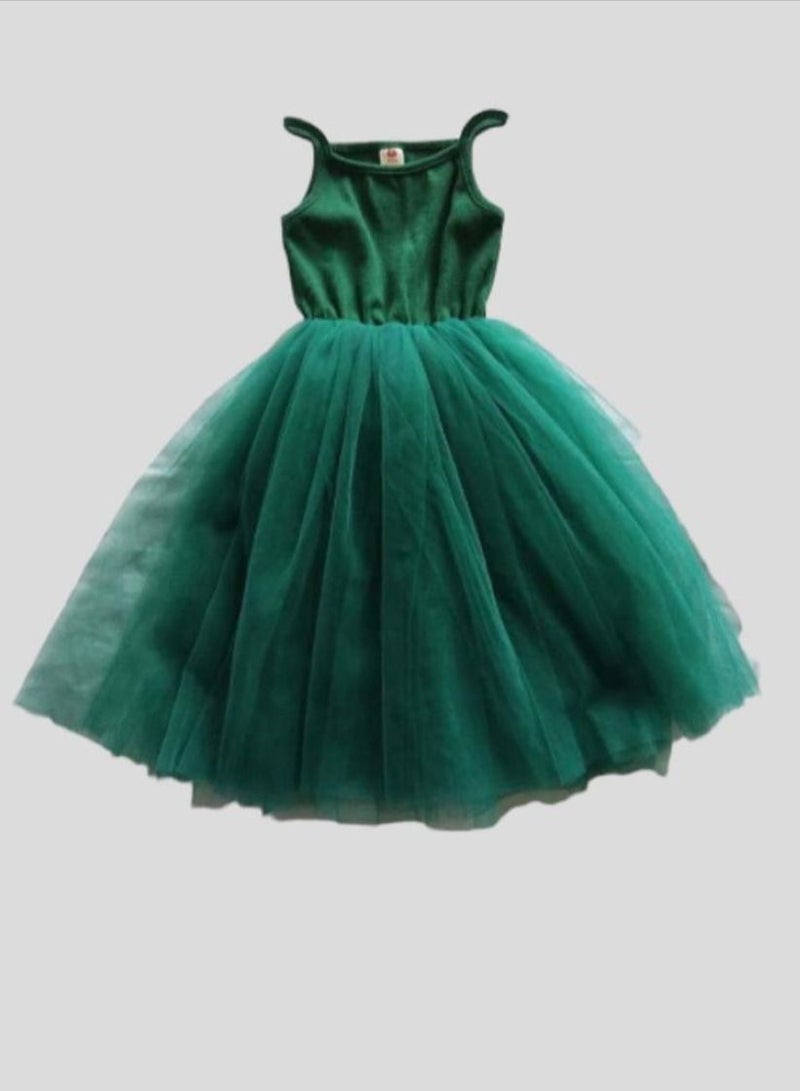 Girls Fluffy Tulle Dress/ Green 