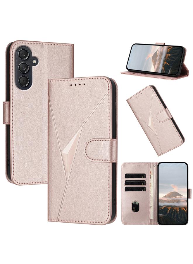 S-TOP Case For Samsung Galaxy M55 Triangle Pattern Buckle Clasp Leather Phone Case - Image 1