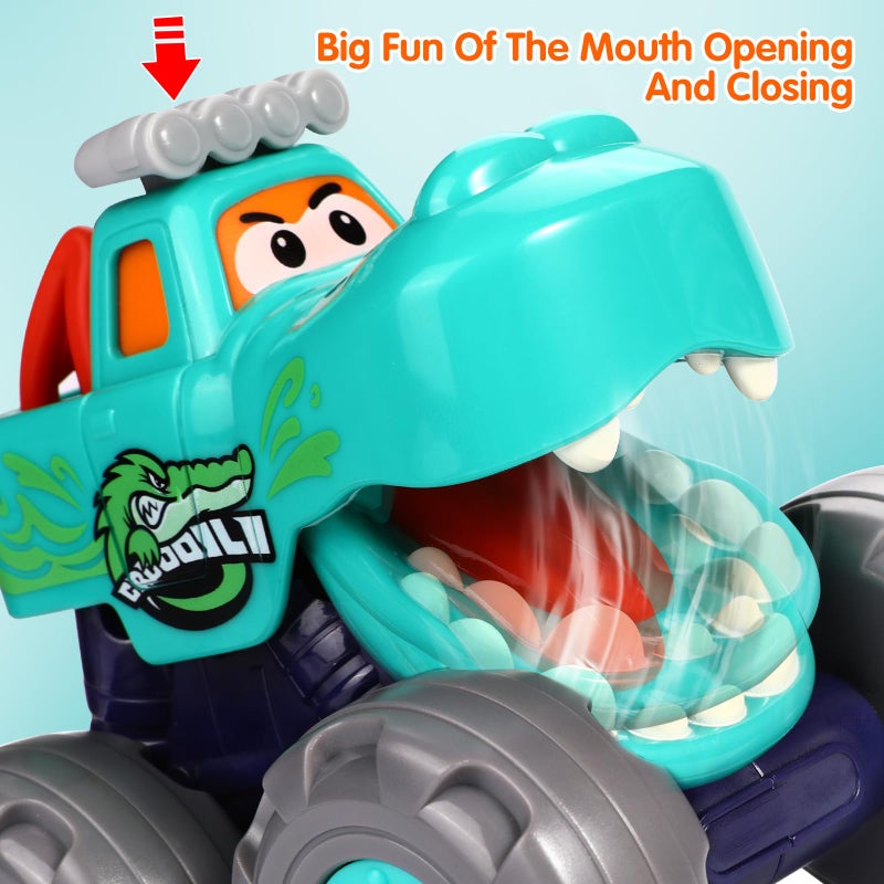 WITALENT Toy Cars for 1 2 3 Year Old 3 Pack Monster Truck Toys Crocodile Bull Leopard Pull Back Car Big Wheel Animal Toy Trucks for Toddler 1-3 Baby Toys 12 18 Months Boy Girl Toddler Toy for 1 Year Old Gift - Image 5