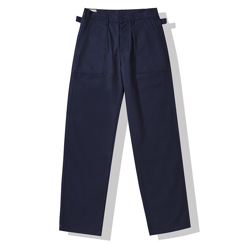 New Japanese Style Workwear OKONKWO Vintage Military Bread Pants Mens Workwear Pants Casual Trousers Ami Khaji 0902 dark blue 