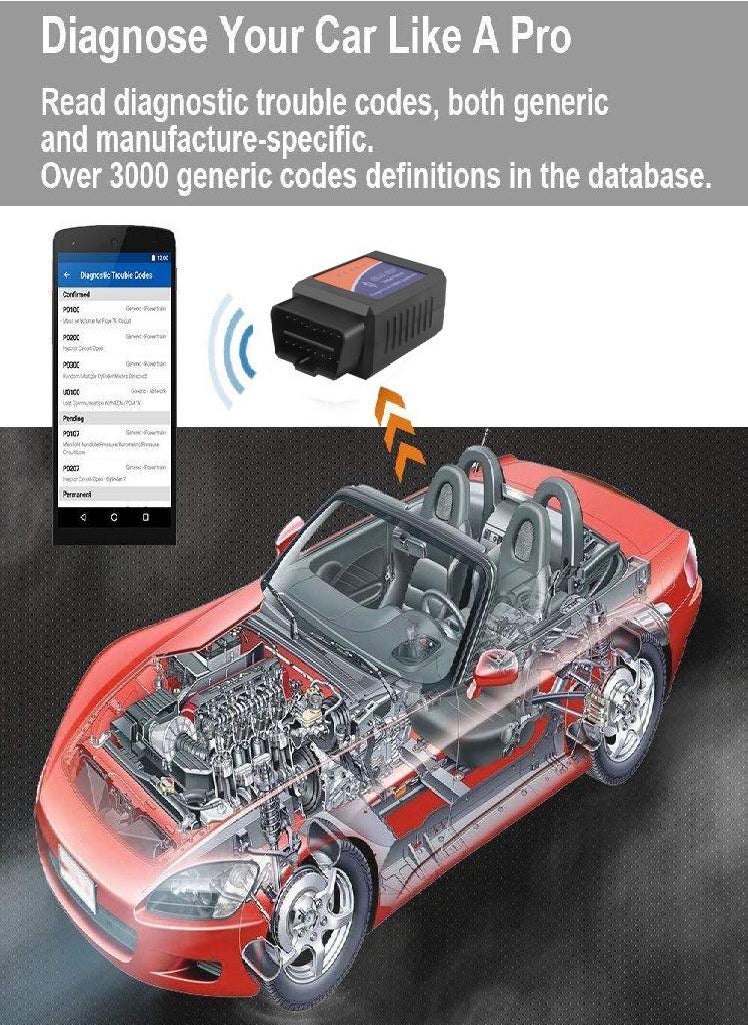 Eckek - Elm 327 V1.5 and V2.1 OBD2 Car Diagnostic Tool Super MINI Elm327 Auto Scanner Bluetooth Code Reader Car Fault Repair Tool Car Kit For Android/PC - Image 1