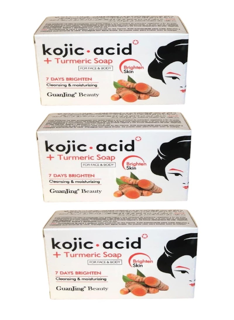 Three Pieces Of Kojic Turmeric Soap For Face And Body 120x3 g