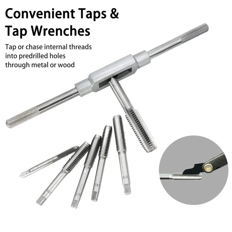 GMTOOLS 40PCS Tap and Die Set, Metric Size Standard M3 to M12, Threading Tool Set for Cutting External and Internal Threads with Adjustable Handles, Complete Accessories and Storage Case - Image 4