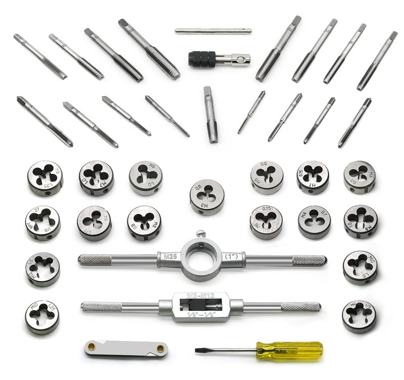 GMTOOLS 40PCS Tap and Die Set, Metric Size Standard M3 to M12, Threading Tool Set for Cutting External and Internal Threads with Adjustable Handles, Complete Accessories and Storage Case - Image 3
