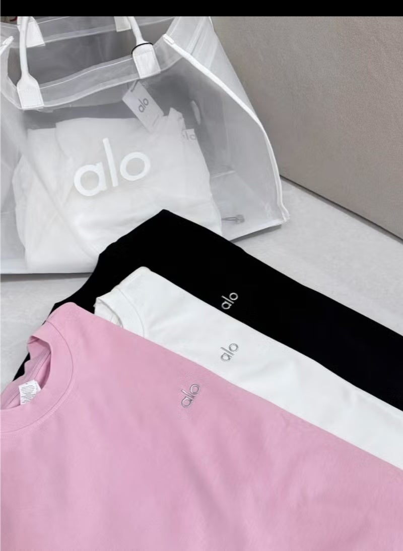 Alo Yoga Loose T-shirt-Round Neck Short Sleeve-Summer Short Sleeve - Image 2