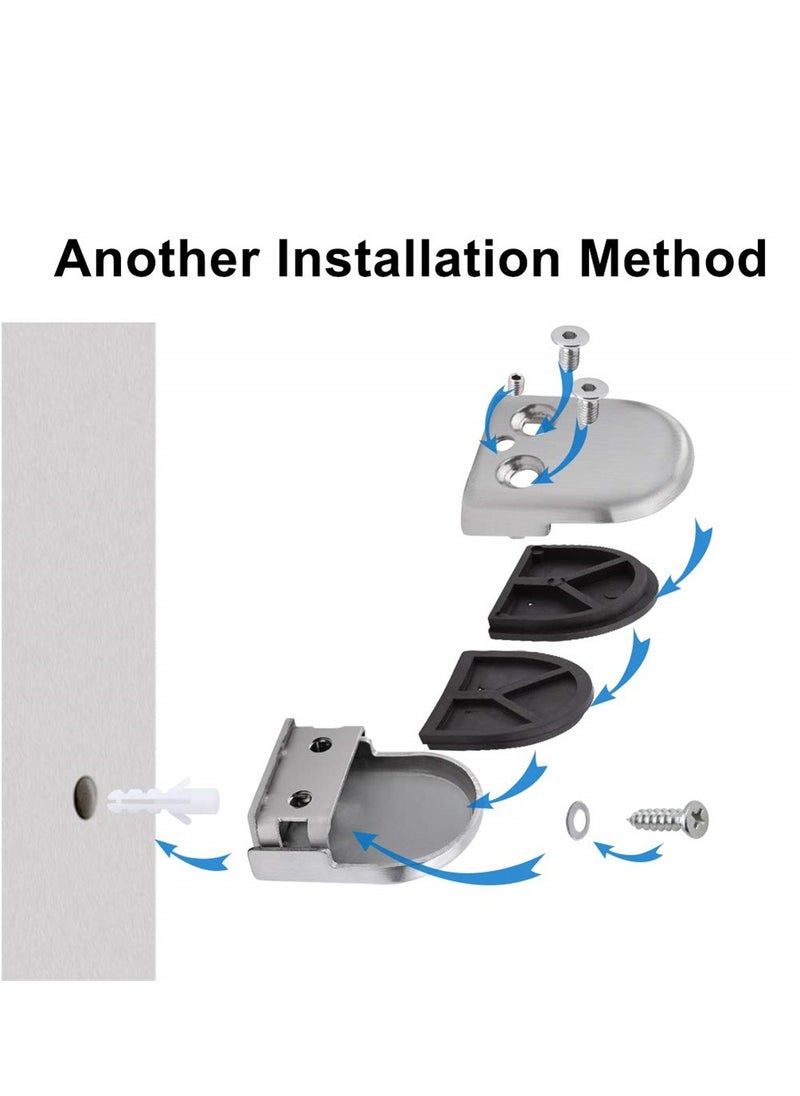 SYOSI - Stainless Steel Glass Clamps, 2 Set Adjustable Glass Shelf Bracket, 10mm Stainless Steel Silver Brushed U Shape Balustrade Bracket Glass Clip for Glass Screens, Bathroom Glass Doors, Railings - Image 1