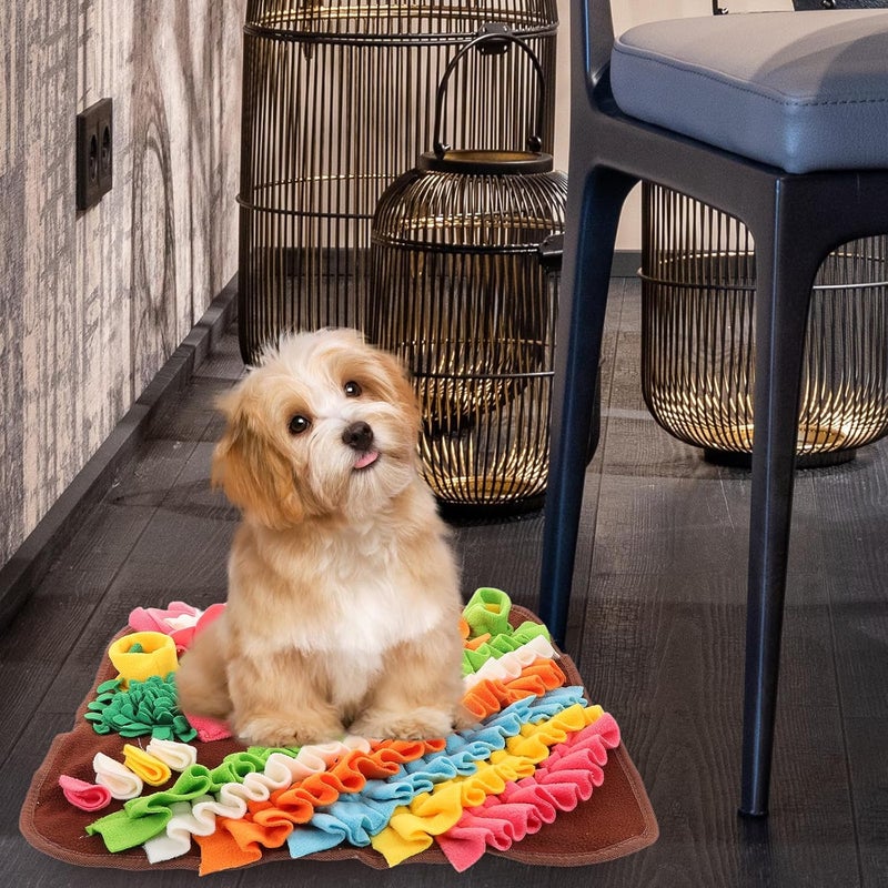 Dog Snuffle Mat Slow Feeder Feeding Mat Brown Pet Sniffing Pad Non-Slip Washable Puzzle for Dog and Puppy Foraging Training - Image 5