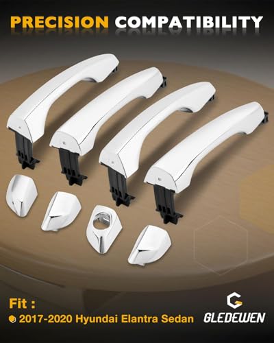 Gledewen Chrome Outside Door Handle Set 4PCS Compatible with 20172020 Hyundai Elantra Sedan Exterior Front Rear Left Driver Right Passenger Side Door Handles wo Smart Entry System OE 82651F2010 - Image 3