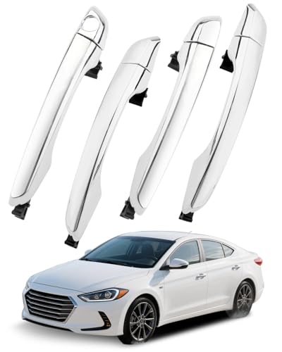Gledewen Chrome Outside Door Handle Set 4PCS Compatible with 20172020 Hyundai Elantra Sedan Exterior Front Rear Left Driver Right Passenger Side Door Handles wo Smart Entry System OE 82651F2010 - Image 1