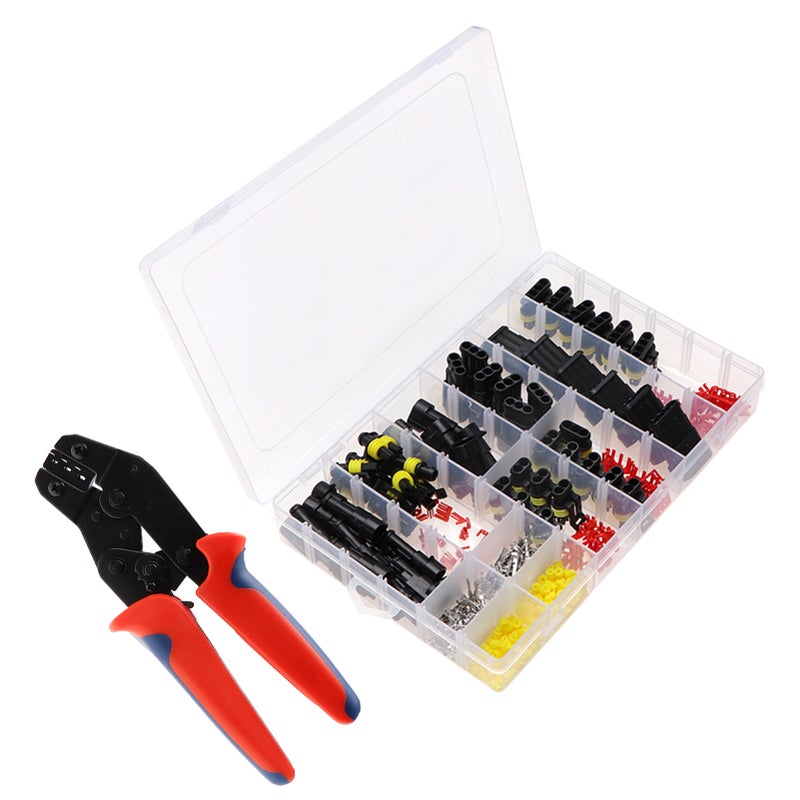 408 PCS Waterresistance Car Electric Cable Connector Terminal Plug Kit Set with Plier 1 2 3 4 Pin Truck Plug Car Spark Connector Assorted Box Portable - Image 1