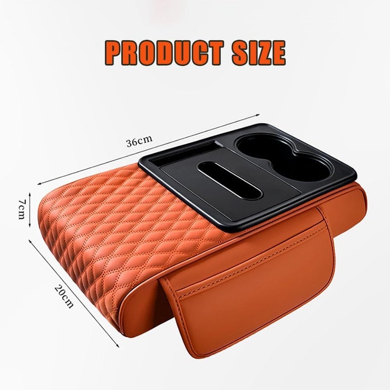 LINGYUE Car Armrest Cushion for Audi A4 Avant B9 8W,Thicken Height Pad Arm Rest Cushion with Pocket Tissue Cup Holder Memory Cotton,Red - Image 2
