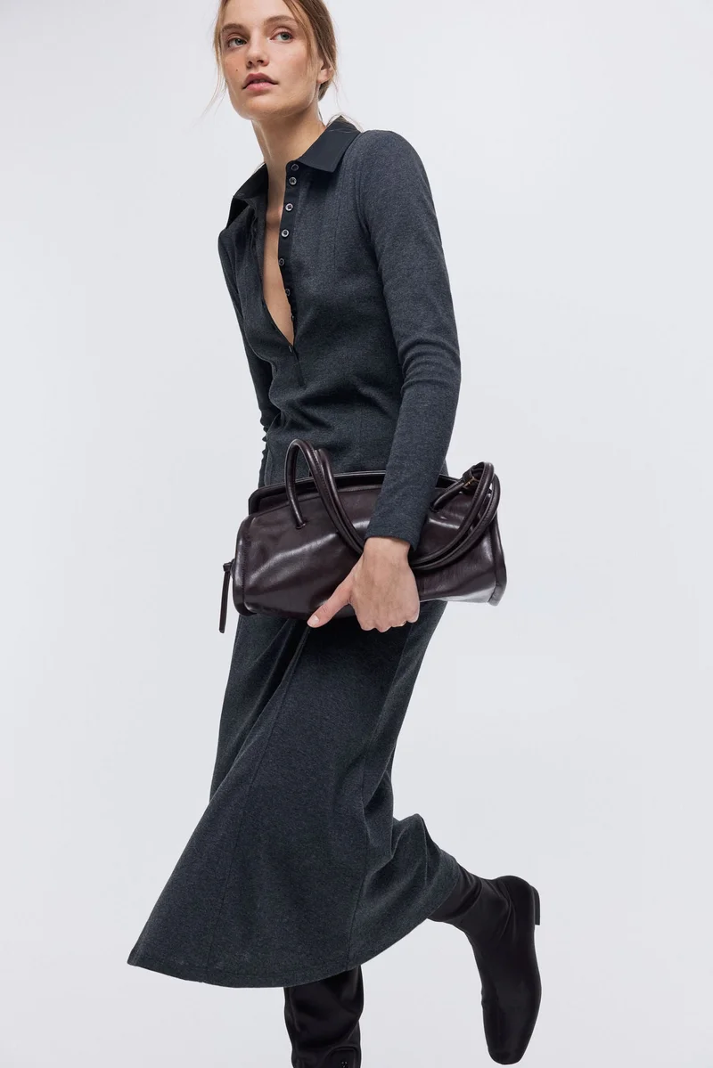 اتش اند ام فستان بولو محبوك بنعومة