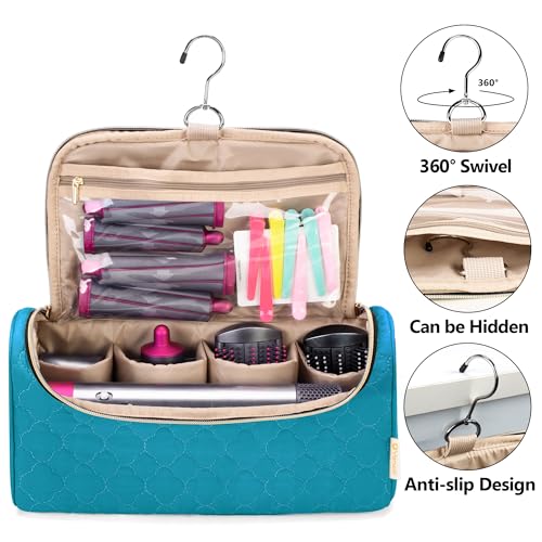 Yarwo Airwrap Travel Case Compatible for Dyson Airwrap Complete Styler All Models and Attachments, Portable Storage Bag with Hanging Hook for Hair Curler Accessories, Teal (Patent Design) - Image 2