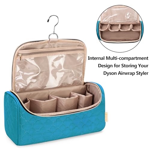 Yarwo Airwrap Travel Case Compatible for Dyson Airwrap Complete Styler All Models and Attachments, Portable Storage Bag with Hanging Hook for Hair Curler Accessories, Teal (Patent Design) - Image 5