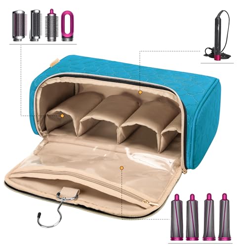 Yarwo Airwrap Travel Case Compatible for Dyson Airwrap Complete Styler All Models and Attachments, Portable Storage Bag with Hanging Hook for Hair Curler Accessories, Teal (Patent Design) - Image 3
