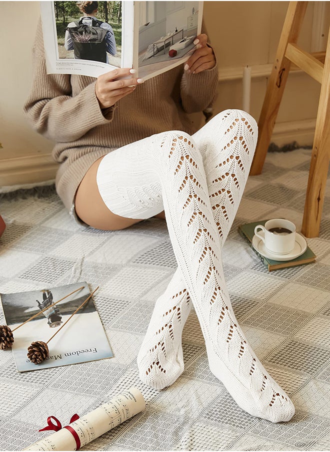 Generic Warm Cable Knit Over Knee Socks for Women, Long Leg Warmers for Winter, Solid Color Tube Socks, Cozy Knitted Boot Socks  - Image 2