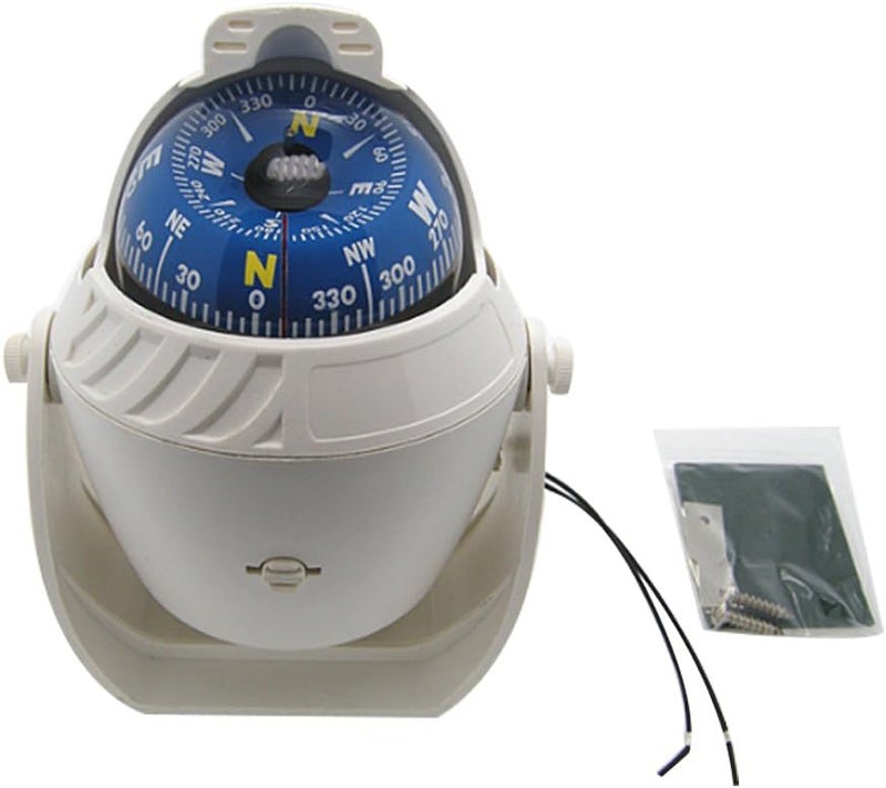 Odowalker Electronic LED Light Marine Digital Compass Suitable for Car Boat and Truck Black White - Image 1