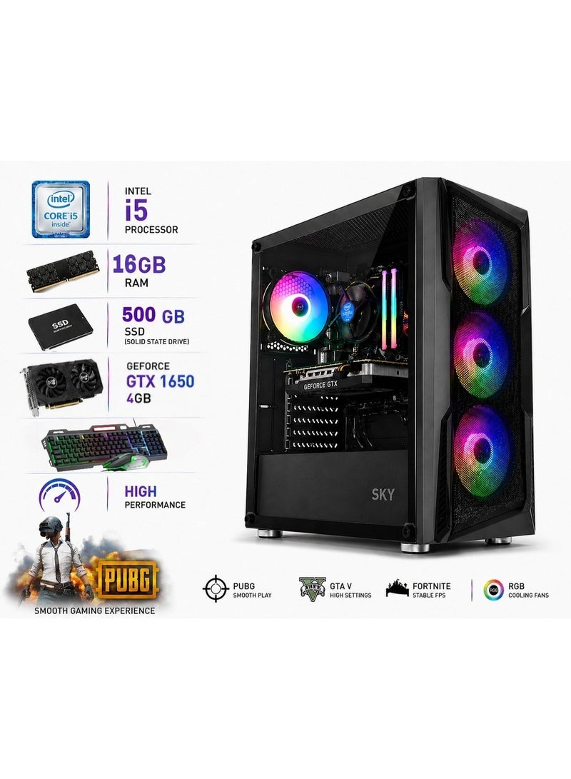 Gaming PC for High Performance & Smooth Gaming Experience Desktop Computer, GTX 1650 4GB, 8GB DDR4, 128GB SSD + 1TB HDD Fast Storage System
