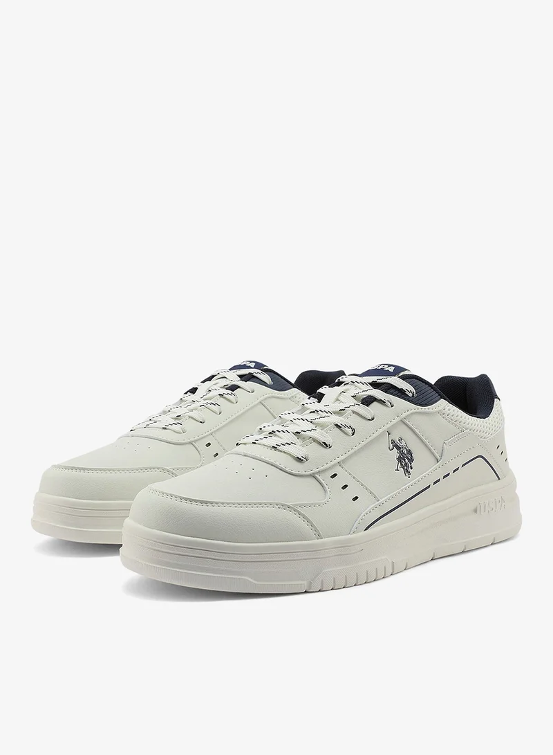 U.S. Polo Assn. white Men's White Low-Top Sneaker - Lightweight Stylish Lace-Up Design with Comfort Cushioned Sole for Everyday Wear for Men | Best Price UAE