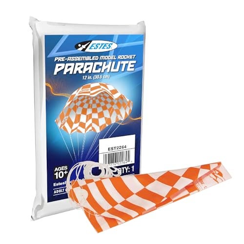 Estes 2264 12-Inch Printed Parachute, Flying-Model-Rocket Recovery Attachment, Rocket Model Kit Accessories for Ages 10+ - Image 1