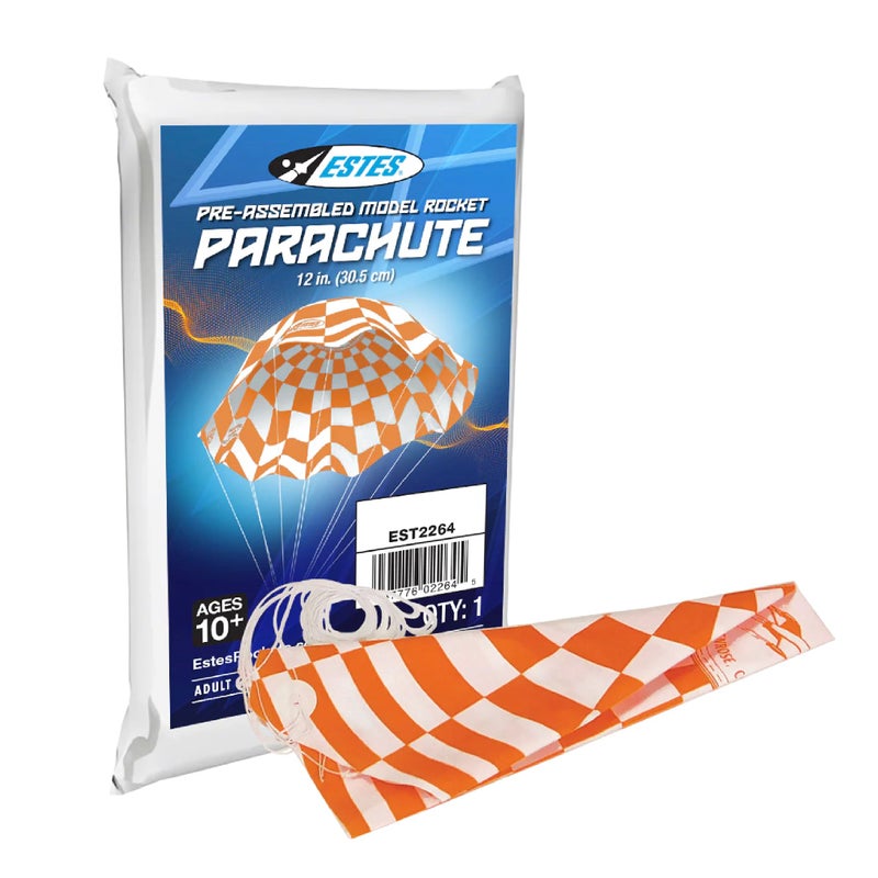 Estes 2264 12-Inch Printed Parachute, Flying-Model-Rocket Recovery Attachment, Rocket Model Kit Accessories for Ages 10+ - Image 3