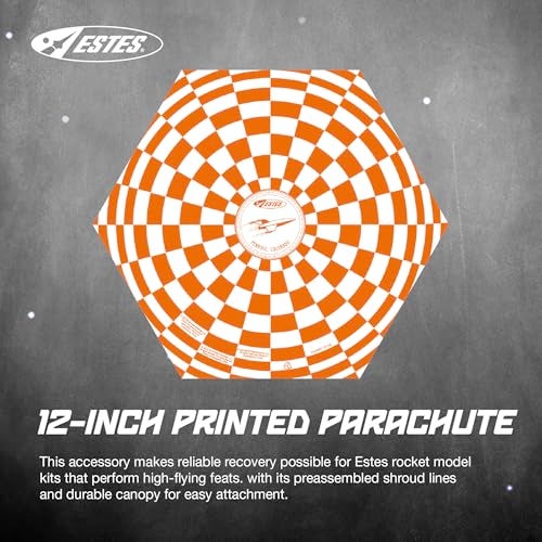 Estes 2264 12-Inch Printed Parachute, Flying-Model-Rocket Recovery Attachment, Rocket Model Kit Accessories for Ages 10+ - Image 2