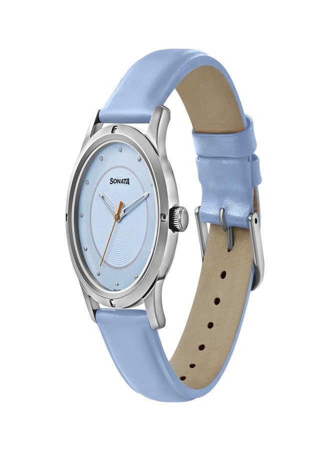 Sonata Women of Steel Blue Dial Leather Strap Analog Watch for Women-NS8183SL01 - Image 2