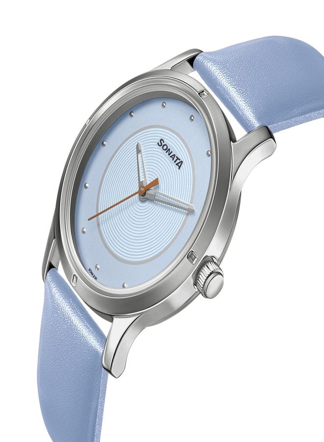 Sonata Women of Steel Blue Dial Leather Strap Analog Watch for Women-NS8183SL01 - Image 4