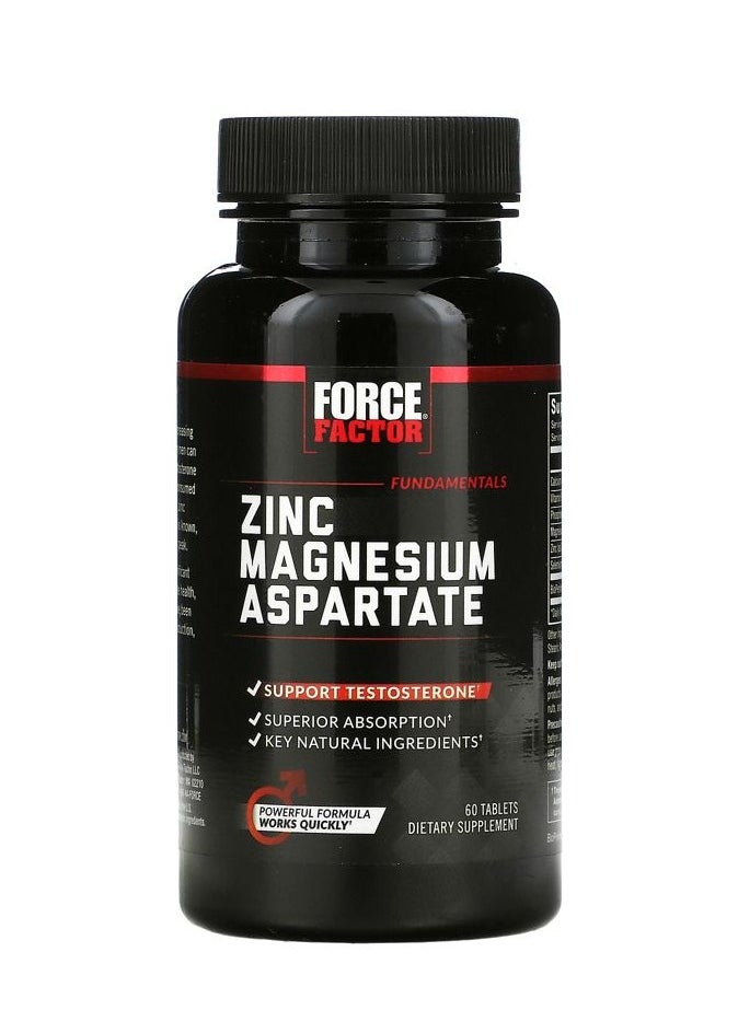 Force Factor Zinc Magnesium Aspartate, Zinc Supplement Increase Testosterone, and Support Sleep, Recovery, and Immune Health, 60 Tablets 