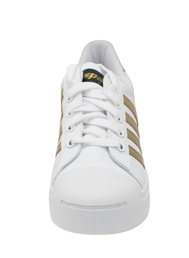 Sparx Women Synthetic Sneaker Shoes, Polyvinyl Chloride White Golden - Image 3