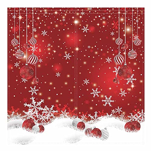 Funnytree Red Christmas Window Curtain Kids Winter Xmas Glitter Bokeh Print Curtains Home Decor Rod Pocket Darkening Drapes for Bedroom Living Room 82 in x 84 in - Image 3