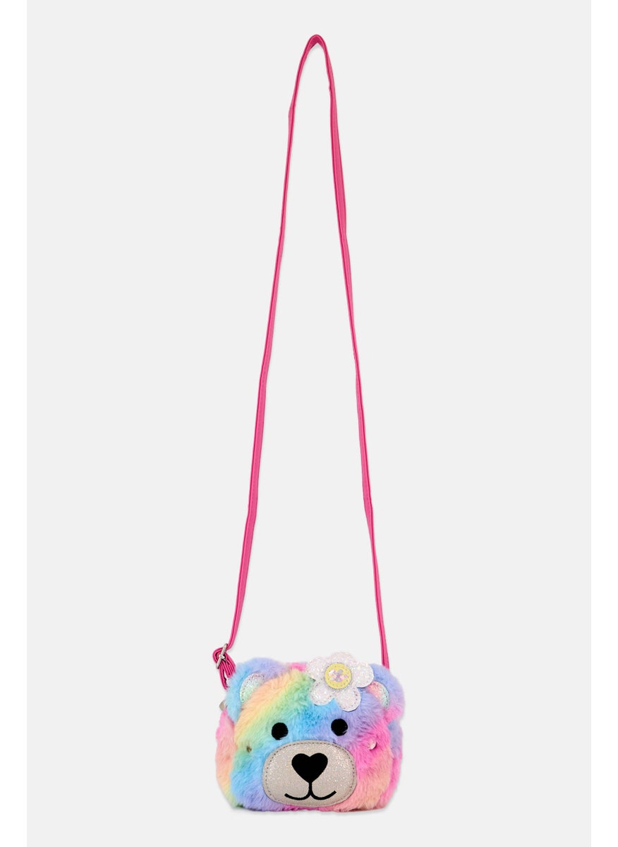 OMG Accessories Kids Girl Teddy Daisy Crossbody 14 H x 16 L x 4 W cm, Pink Combo  - Image 1