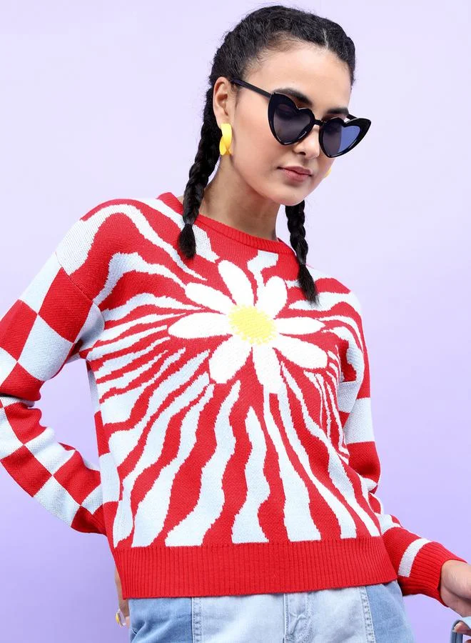 طوكيو توكيز Floral Patterned Design Sweater by Styli