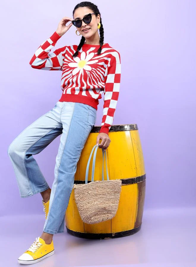 طوكيو توكيز Floral Patterned Design Sweater by Styli