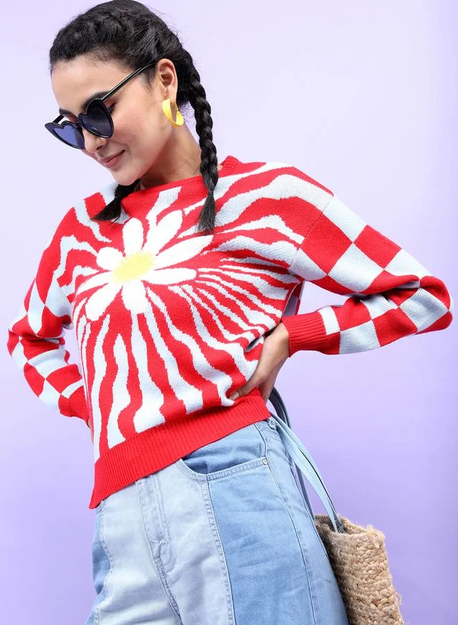 طوكيو توكيز Floral Patterned Design Sweater by Styli