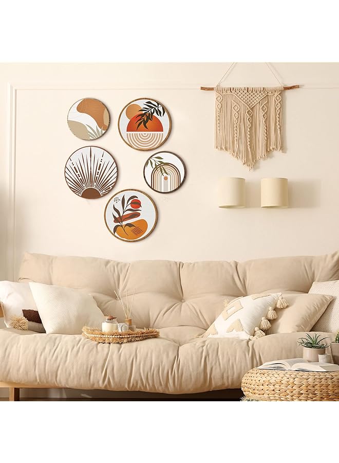 إيروريكس قطع ديكور حائط خشبي لغرفة المعيشة، ديكور حائط بوهيمي، ديكور معلق هندسي على شكل مزرعة، 10 بوصات و8 بوصات، فن حائط خشبي بسيط جمالي لغرفة نوم الشقة، بوهو - Image 5