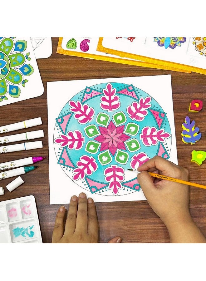 Imagimake Mandala Art Kit | Watercolor Paint Set | 12 Exciting Mandala Projects In Arts And Crafts For Kids Ages 8-12-14-16 | Craft Kits For Adults & Kids | 7 Year Old Girl Birthday Gifts - Image 4