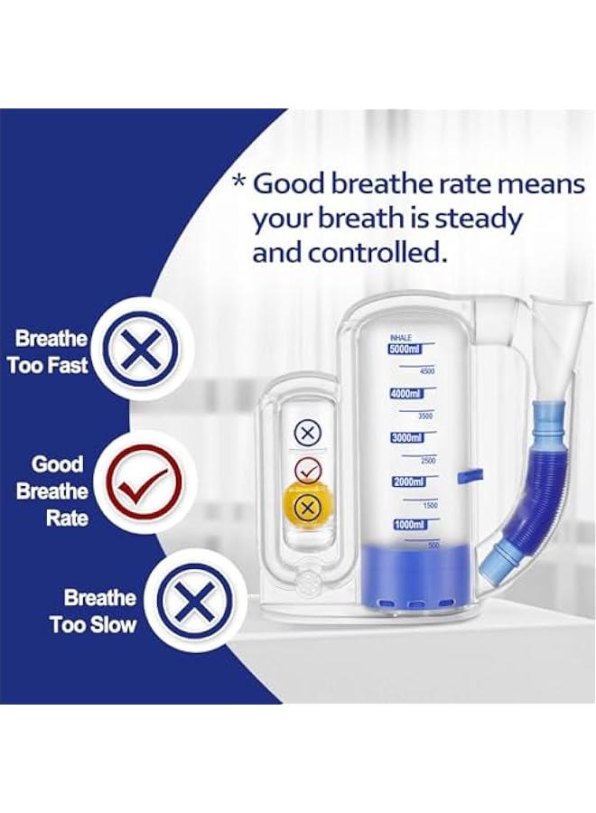 Arabest Incentive Spirometer Adult, Breathing Exercise Device for Lungs, Deep Breathing Trainer for Adults - 5000ml Volume Measurement with Flow Rate Indicator - Image 4